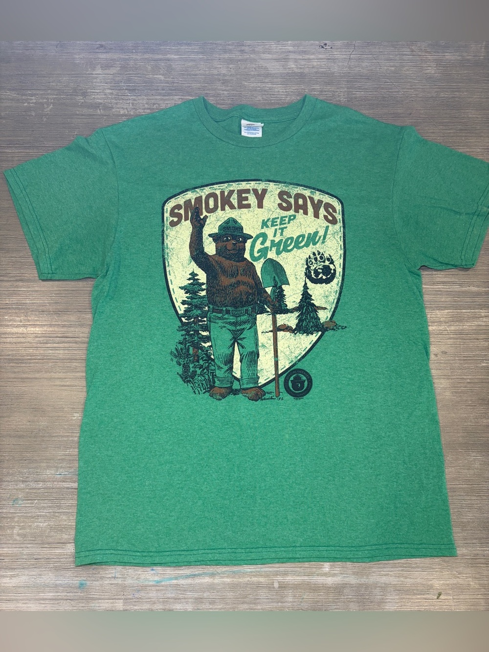 Delta Pro weight vintage style Green Smokey Says Keep It Green Graphic Tee